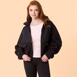 Blogilates Marshmallow Bonfire Fleece Jacket black L NWT